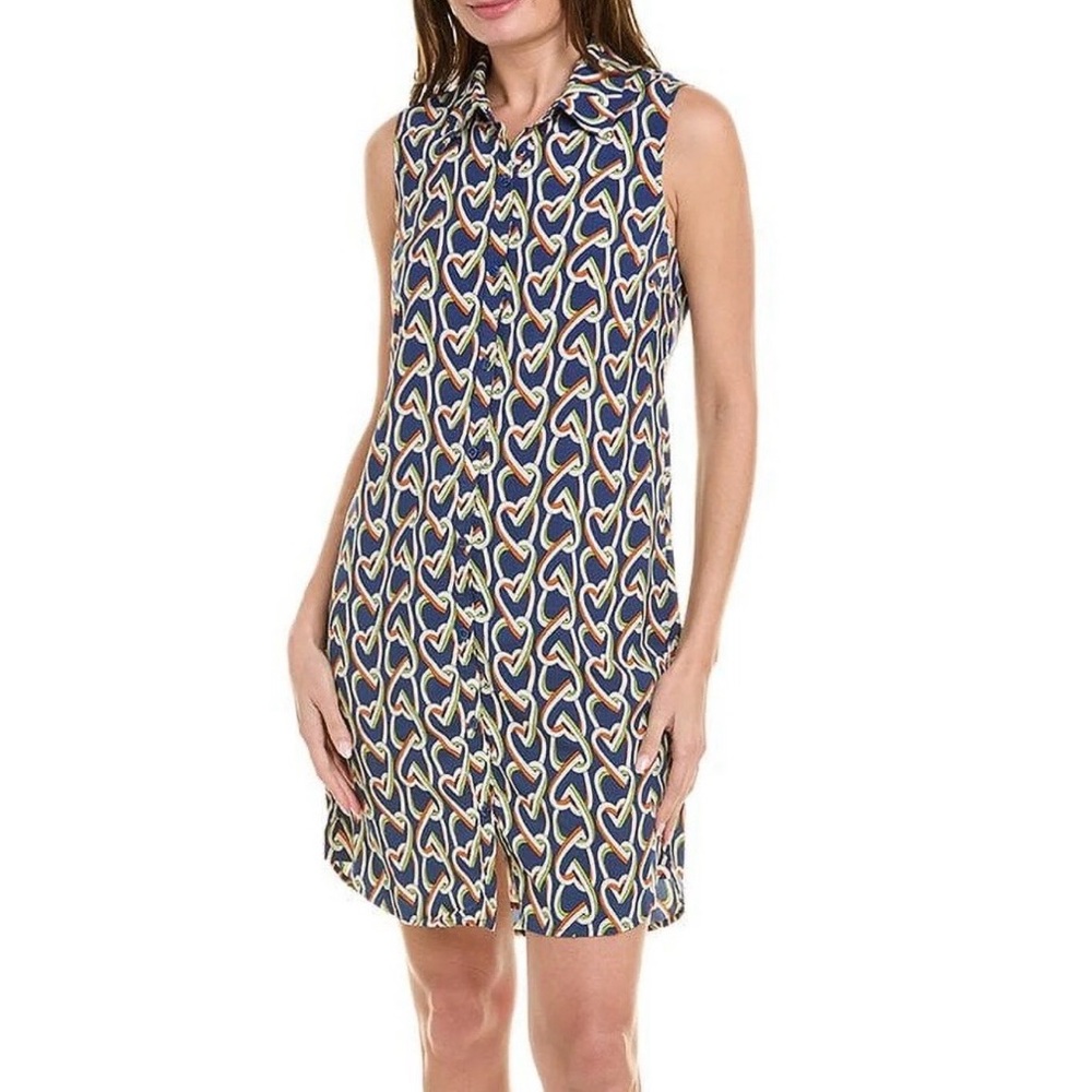 CAbi Navy Geometric Hearts Dress